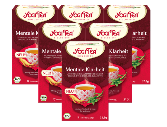 6 x YOGI TEA Mentale Klarheit Bio 32,3g Bio Kräutertee - minzig. erfrischend