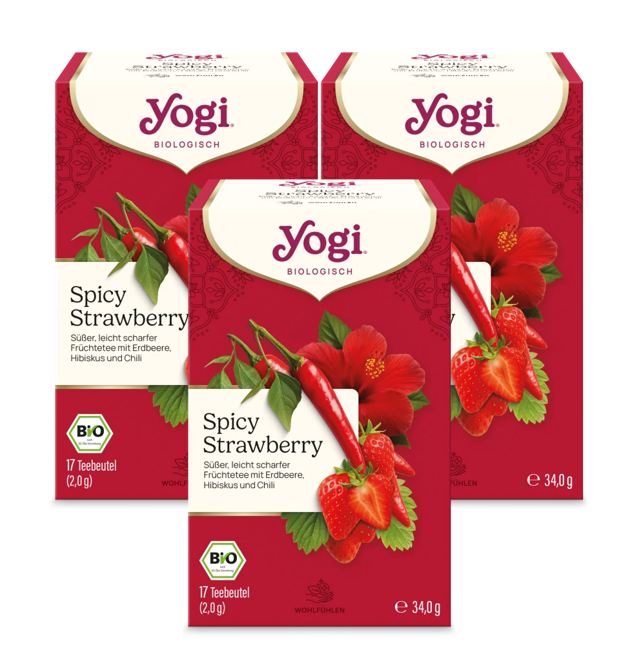 3x YOGI TEA Spicy Strawberry BIO | 3x34g