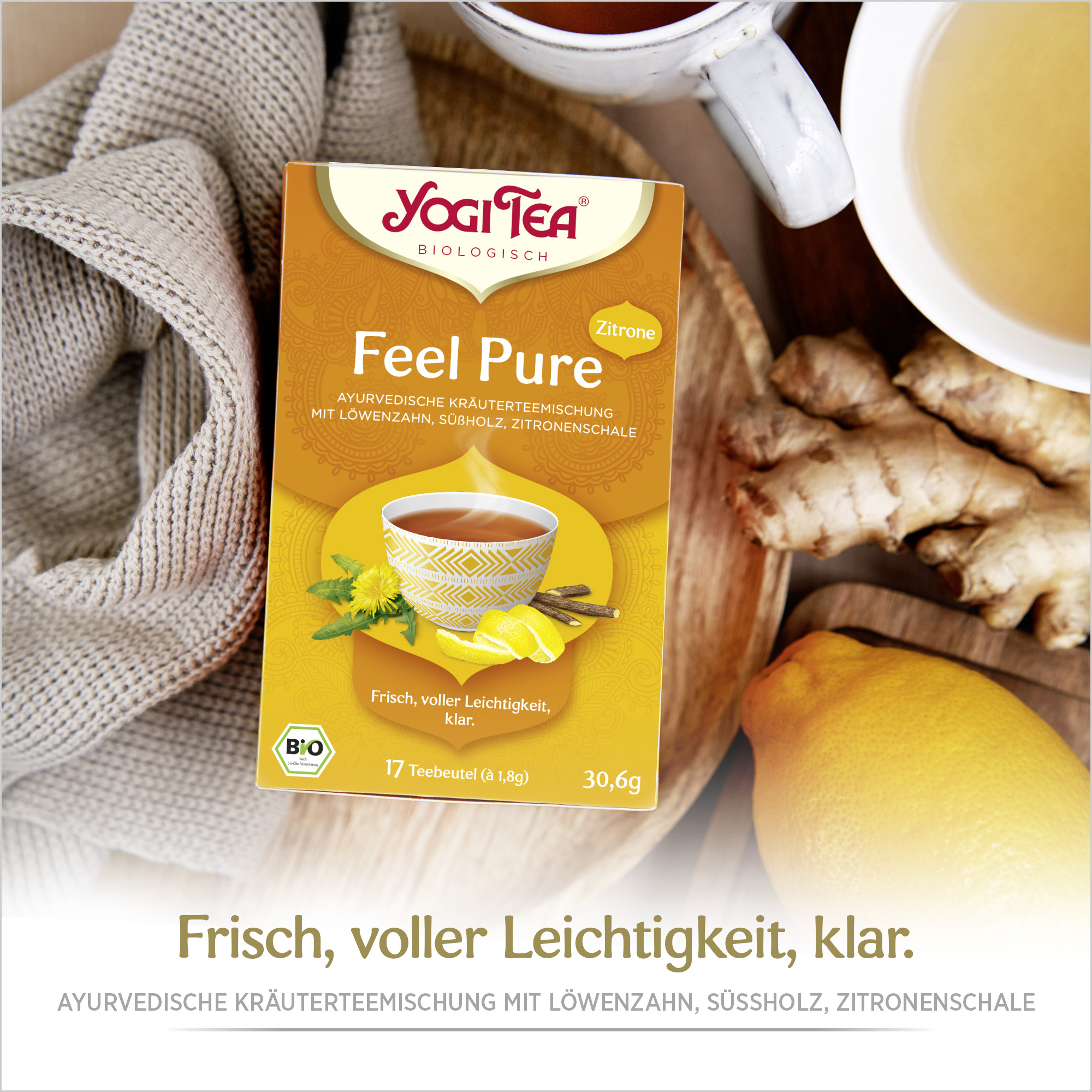 BIO YOGI TEA Feel Pure mit Zitrone | 17 x 1,8g