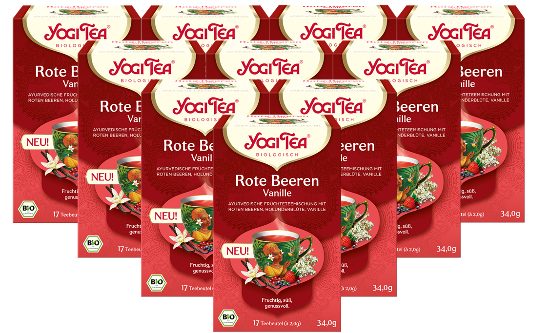 10 x YOGI TEA Rote Beeren Vanille Bio 34g Bio Früchtetee - fruchtig. süß. genussvoll
