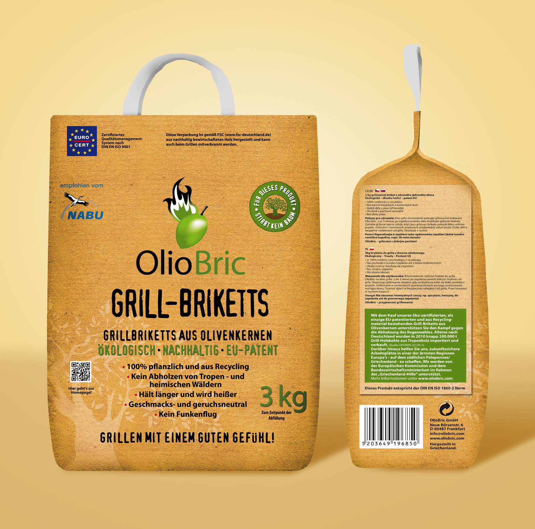 OlioBric | Grillbriketts aus Olivenresten | 3kg 